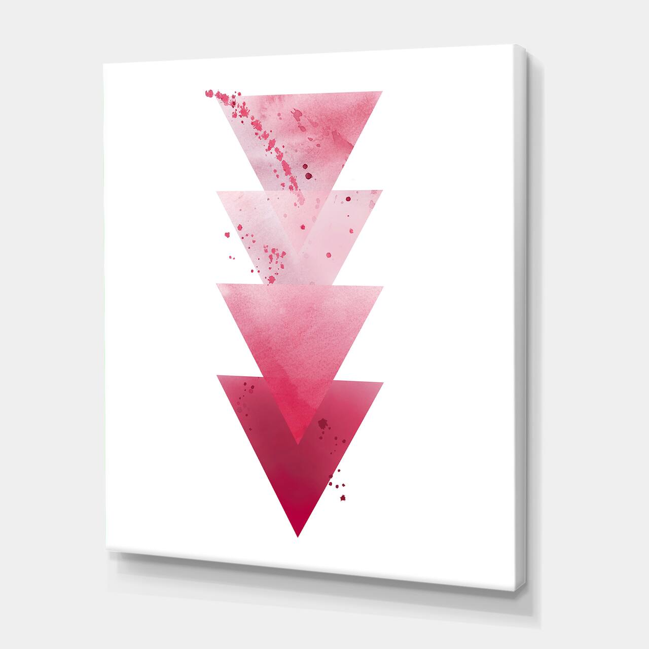 Designart - Red Triangles Abstract Geometric Art Composition - Modern Canvas Wall Art Print